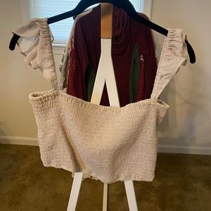 Aakaa Cropped Flutter Sleeve Top